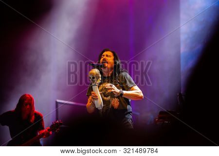SIBIU, ROMANIA - JULY 26, 2019: James LaBrie vocalist of the progressive metal band Dream Theater performing live at Artmania Festival