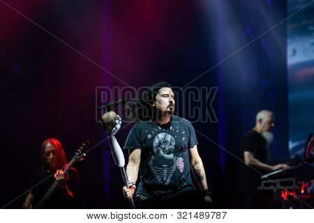 SIBIU, ROMANIA - JULY 26, 2019: James LaBrie vocalist of the progressive metal band Dream Theater performing live at Artmania Festival