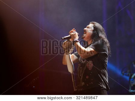 SIBIU, ROMANIA - JULY 26, 2019: James LaBrie vocalist of the progressive metal band Dream Theater performing live at Artmania Festival