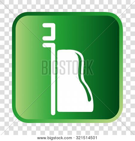 Vector, Silhouette Icon Stye Of Urinoir, Public Restroom, Inside Of Gradient Green Square Border At 