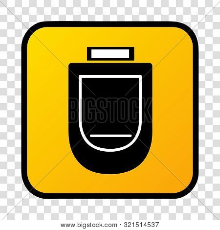 Vector, Silhouette Icon Stye Of Urinoir, Public Restroom, Inside Of Gradient Yellow Square Border At