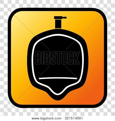 Vector, Silhouette Icon Stye Of Urinoir, Public Restroom, Inside Of Gradient Yellow Square Border At