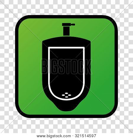 Vector, Silhouette Icon Stye Of Urinoir, Public Restroom, Inside Of Gradient Green Square Border At 