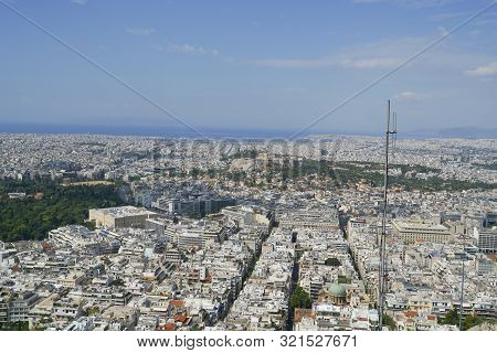 Urban Athens View From Top Mount Lycabettus The Highest Point In The City, Greece.