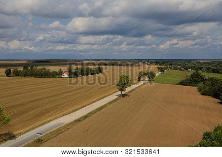 Fields And Meadows Around Small Town Krekenava