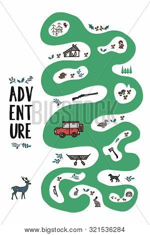 Adventures And Poster On The Theme Of Brutal Travel. Elements Isolated On Rest On The Nature Of The 