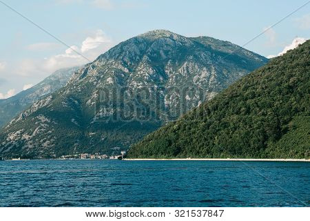 Beautiful View Of Boko Kotor Bay. Natural Coastal Landscape In Montenegro.