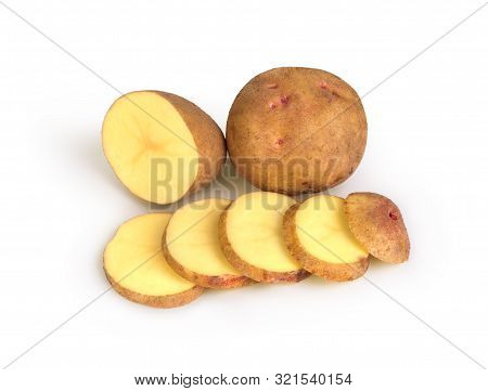 Slaced Row Potato Isolated On White  Background