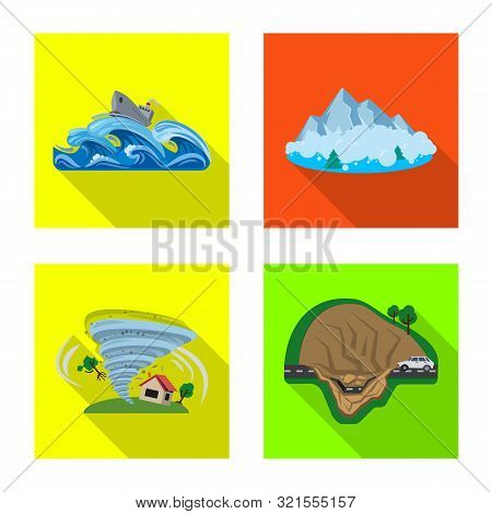 Isolated Object Of Natural And Disaster Symbol. Collection Of Natural And Risk Vector Icon For Stock