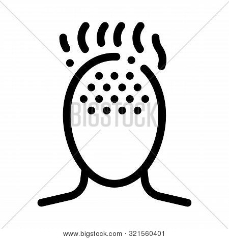 High Fever Temperature Man Head Silhouette Vector Icon Thin Line. Tension And Cluster, Migraine And 