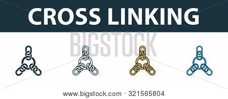 Cross Linking Icon Set. Four Elements In Diferent Styles From Seo Icons Collection. Creative Cross L