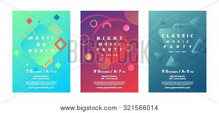 Music Party Poster Concert Festival Geometry Colorful Background And Halftone Design With Space For 
