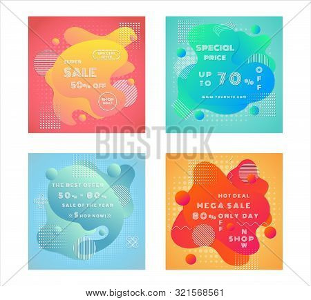Sale Poster Fluid Modern Style Promotion Discount Price And Colorful Concept With Space For Your Tex