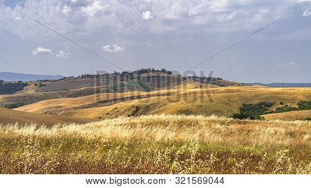 Summer Landscape Along The Road From Gambassi Terme To Volterra, Tuscany, Italy