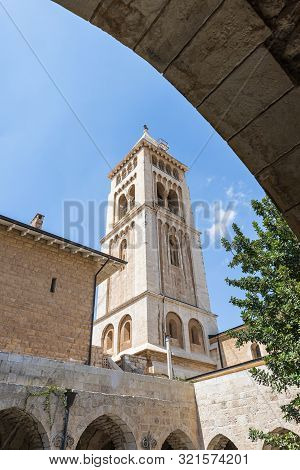 Jerusalem, Israel, September 07, 2019 : View From The Courtyard To The Bell Tower Of The Lutheran Ch