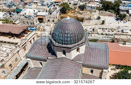 Jerusalem, Israel, September 07, 2019 : View From The Bell Tower To The Dome Of The Lutheran Church 