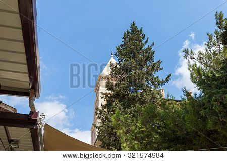 Jerusalem, Israel, September 07, 2019 : View From Muristan Street To The Bell Tower Of The Lutheran 