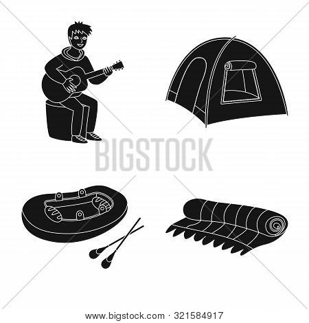 Vector Illustration Of Barbeque And Rest Sign. Collection Of Barbeque And Nature Stock Vector Illust