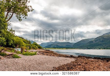 Loch Linnhe Landscape, In The Scottish Highlands. Loch Linnhe Is A A Sea Loch On The West Coast Of S