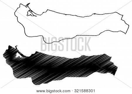 Atlantida Department (republic Of Honduras, Departments Of Honduras) Map Vector Illustration, Scribb