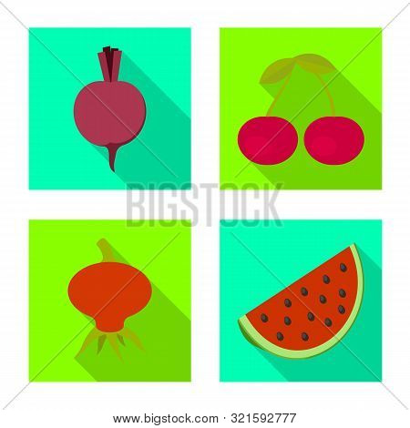 Isolated Object Of Fresh And Red Sign. Set Of Fresh And Organic Vector Icon For Stock.