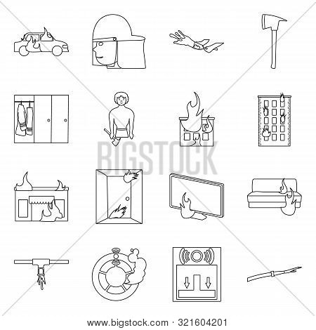 Vector Design Of Firefighters And Fire Icon. Set Of Firefighters And Service Stock Vector Illustrati