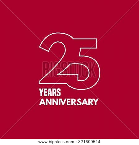 25 Years Anniversary Vector Icon, Logo. Graphic Design Element With Number And Text Composition For 
