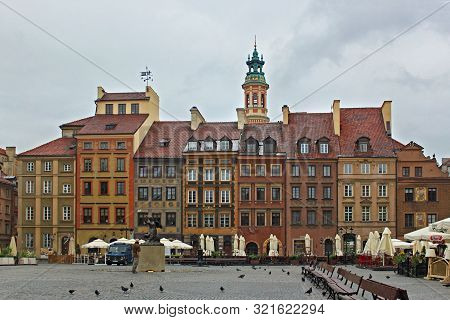 Warsaw, Poland - May 12, 2012: View Of The Warsaw Old Town Market Place (rynek Starego Miasta). Is T