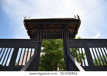 Kanchanaburi, Thailand, 09.09.2019: Beautiful Garden, Lake, Traditional Thai, Siamese Clothes, Build