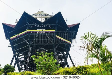 View On Tower Colina Iluminada Next To Colonial Village Of Filandia, Colombia