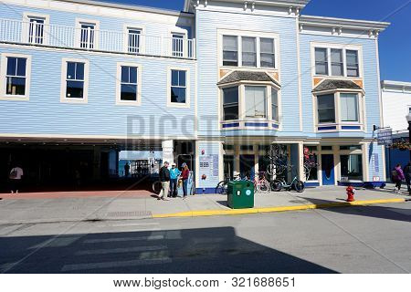 Mackinac Island, Michigan / United States - June 11, 2018: One May Rent A Bicycle At The Mackinac Is