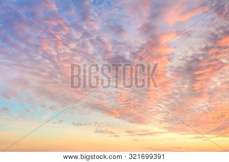 Idillic Gentle Colors of Sky with light Clouds - Background at Sunrise time