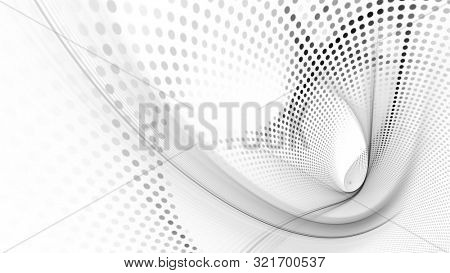 Abstract background element. Fractal graphics series. Three-dimensional composition of dynamic curves and mosaic halftone effects. Wide format high resolution image. 3d illustration.