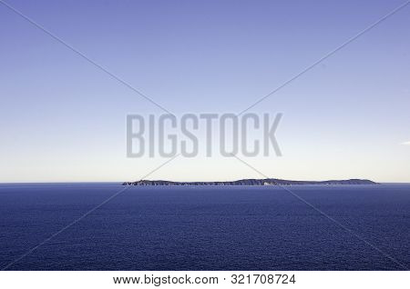 Beautiful Evening Sea With Island In Grimaud, France.
