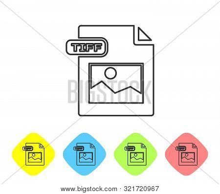 Grey Line Tiff File Document. Download Tiff Button Icon Isolated On White Background. Tiff File Symb