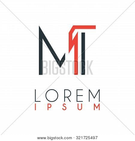 The Logo Between The Letter M And Letter T Or Mt With A Certain Distance And Connected By Orange And