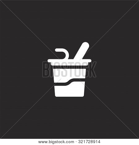 Yogurt Icon. Yogurt Icon Vector Flat Illustration For Graphic And Web Design Isolated On Black Backg