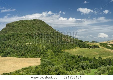 Summer Landscape Along The Road From Gambassi Terme To Volterra, Tuscany, Italy