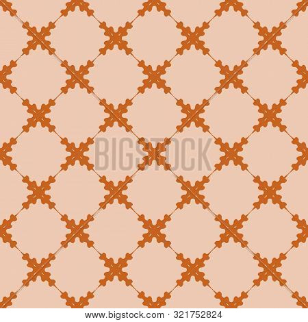 Vector Seamless Pattern With Irregular Check Texture In Geometric Layout. Ethnic Pink And Ocre Doodl