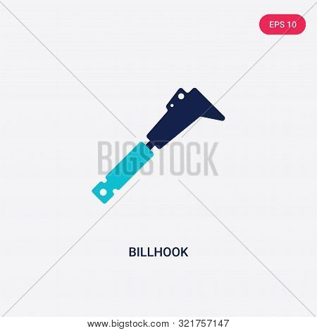 two colored billhook vector icon from farming and gardening.