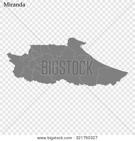 High Quality Map Of Miranda Is A State Of Venezuela, With Borders Of The Municipalities