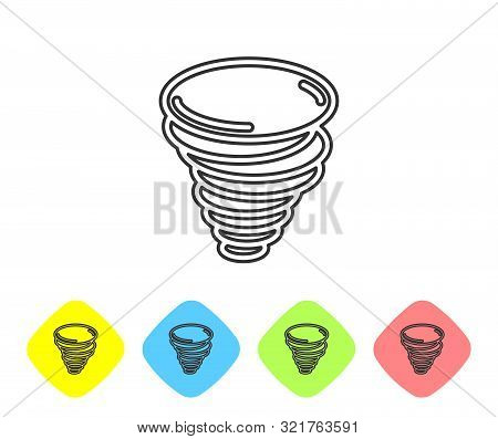 Grey Line Tornado Icon Isolated On White Background. Cyclone, Whirlwind, Storm Funnel, Hurricane Win