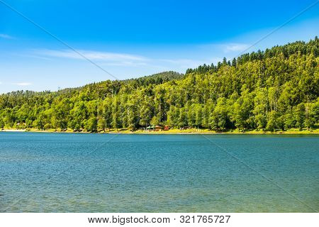 View Of The Beautiful Lake Bajer In Gorski Kotar, Croatia, Beautiful Green Mountain Resort