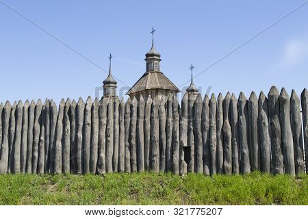 Zaporozhye, Ukraine - 21 April 2018: National Reserve Khortytsia. Orthodox Church Inside Of The Cent