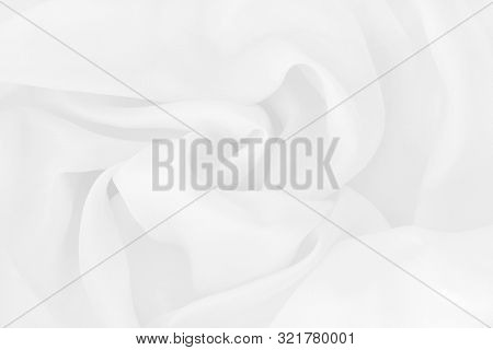 White Fabric Cloth Texture For Background And Design Art Work, Beautiful Crumpled Pattern Of Silk Or