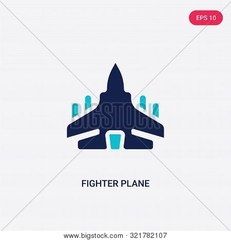 two colored fighter plane vector icon from army and war.