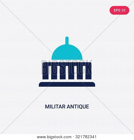 two colored militar antique building vector icon from army and war.