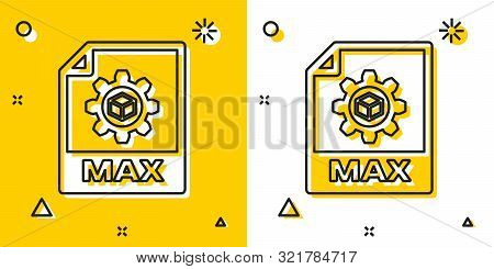 Black Max File Document. Download Max Button Icon Isolated On Yellow And White Background. Max File 