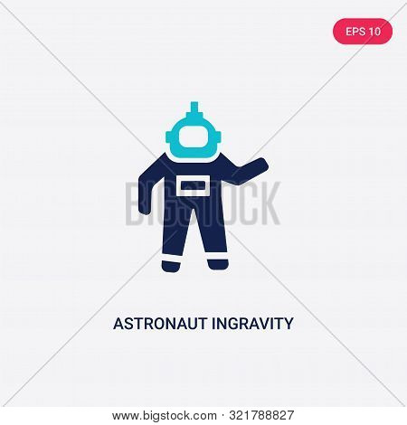 two colored astronaut ingravity vector icon from astronomy.
