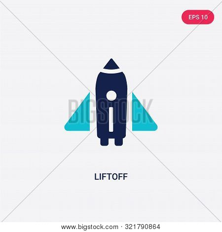 two colored liftoff vector icon from astronomy.